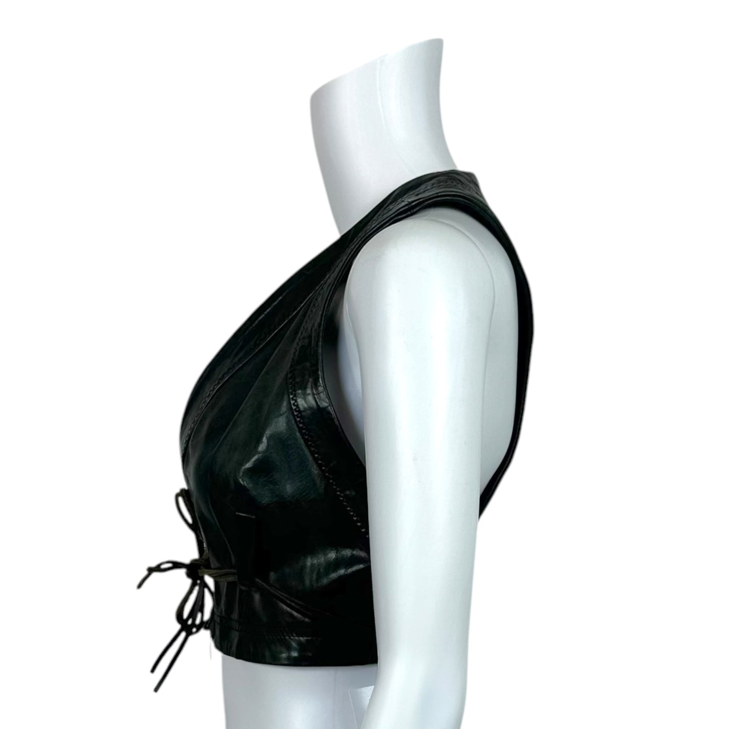 Dsquared2 Black Leather Cropped Vest