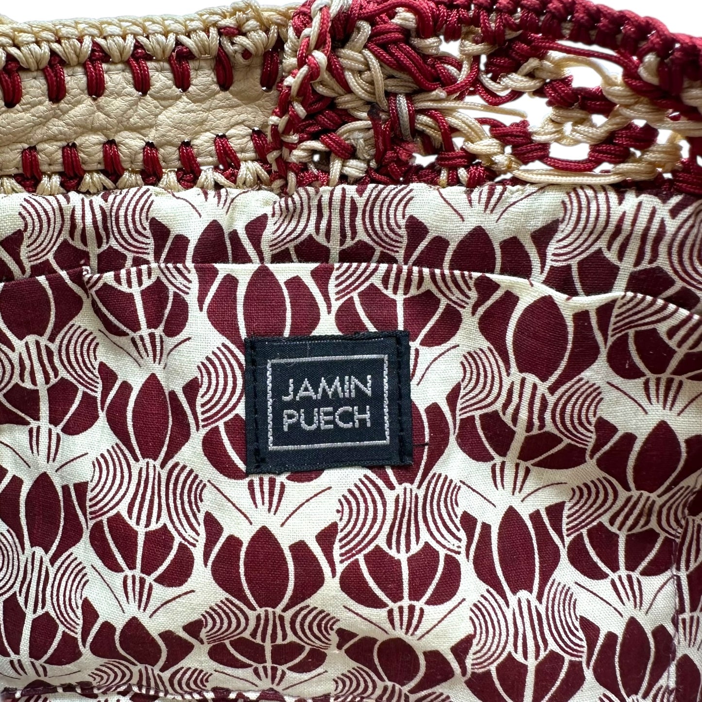 Jamin Puech Red & Ivory Crochet Mini Shoulder Bag