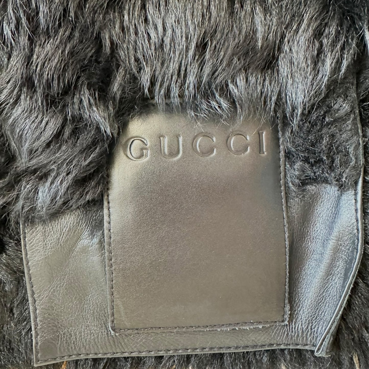 Gucci Black Shearling Coat Fitted Asymmetrical Closure