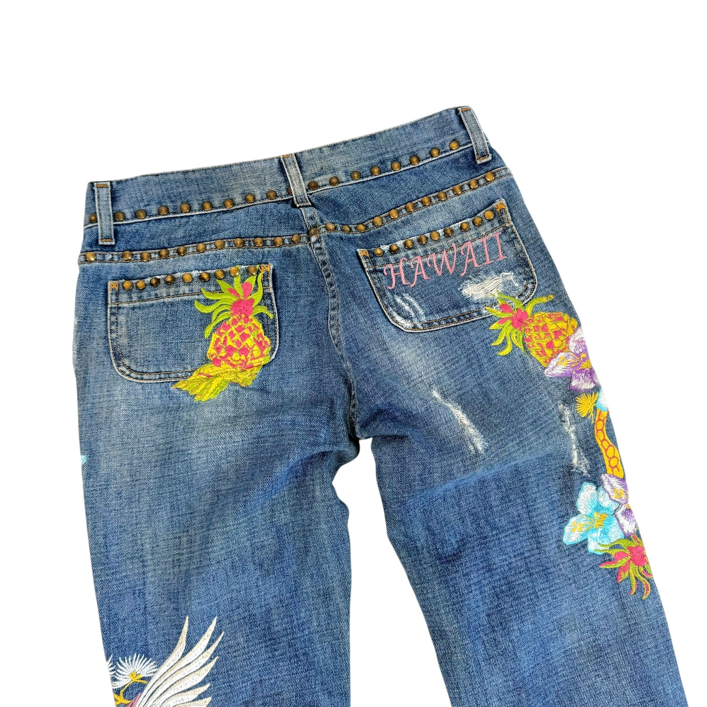 Dolce & Gabbana Hawaii Studded & Embroidered Jeans
