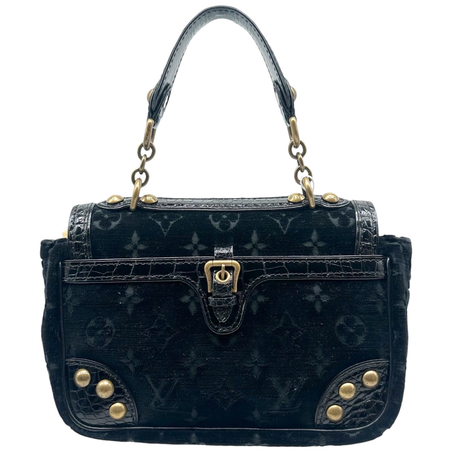 Louis Vuitton Black Velours Alligator Handbag