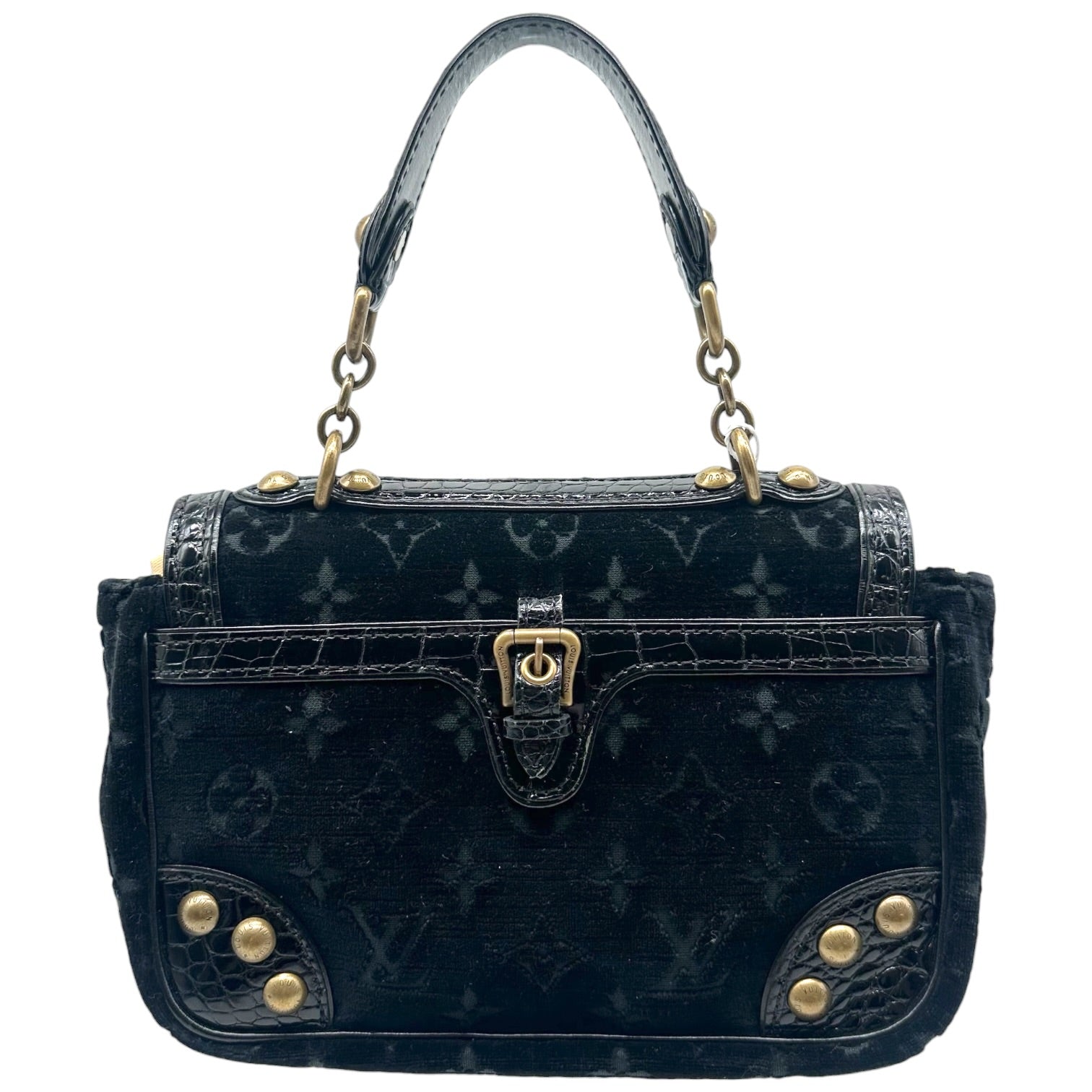 Louis Vuitton Black Velours Alligator Handbag