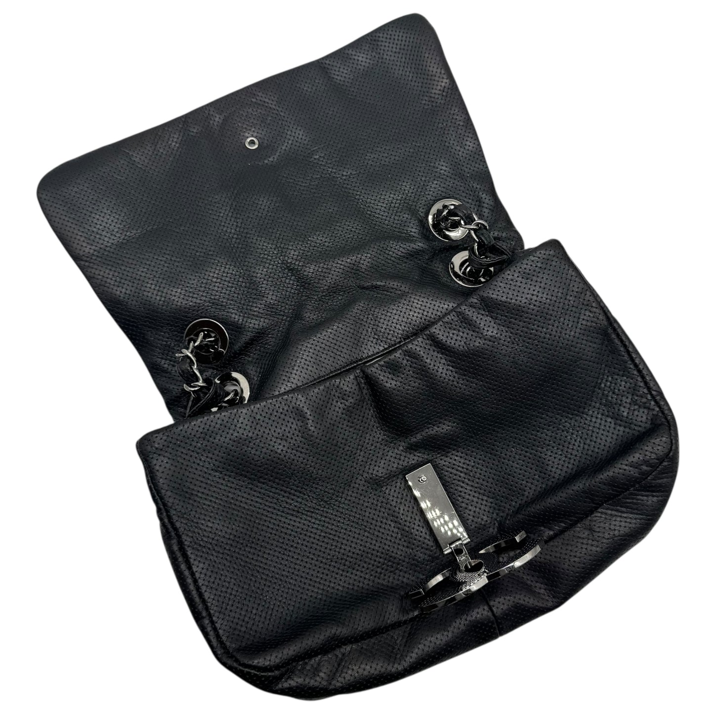 Chanel Black Perforated Leather Shoulder Bag - Outfit Repeater