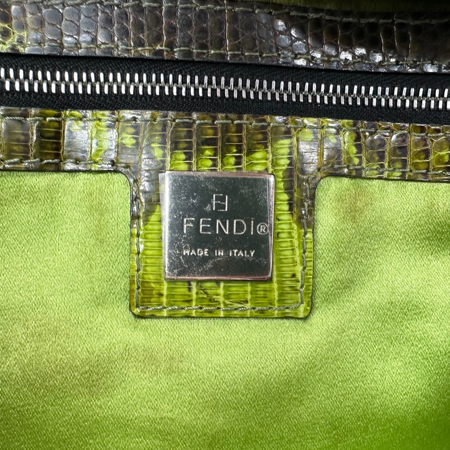 Fendi Black Embroidered Lizard Trim Mama Baguette - Outfit Repeater