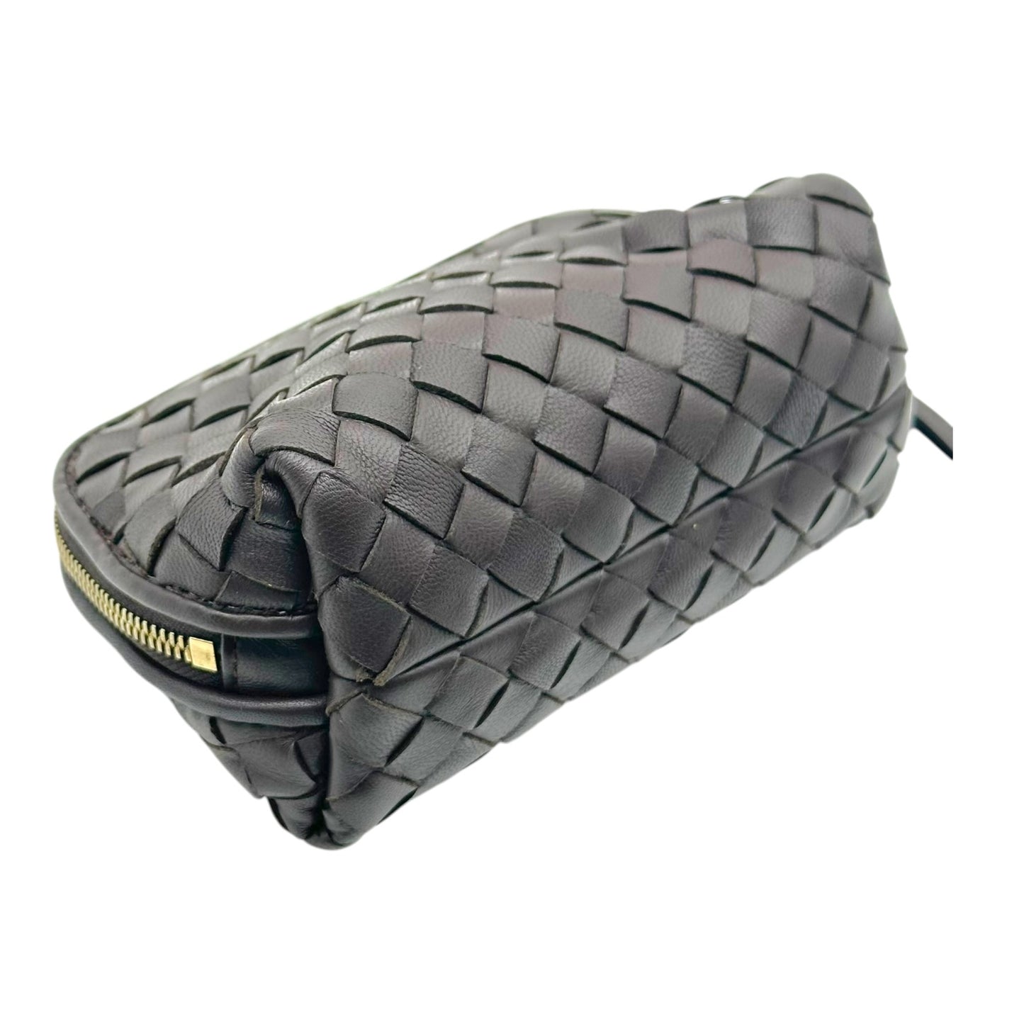 Bottega Veneta Mini Cosmetic Pouch Brown Intrecciato Leather