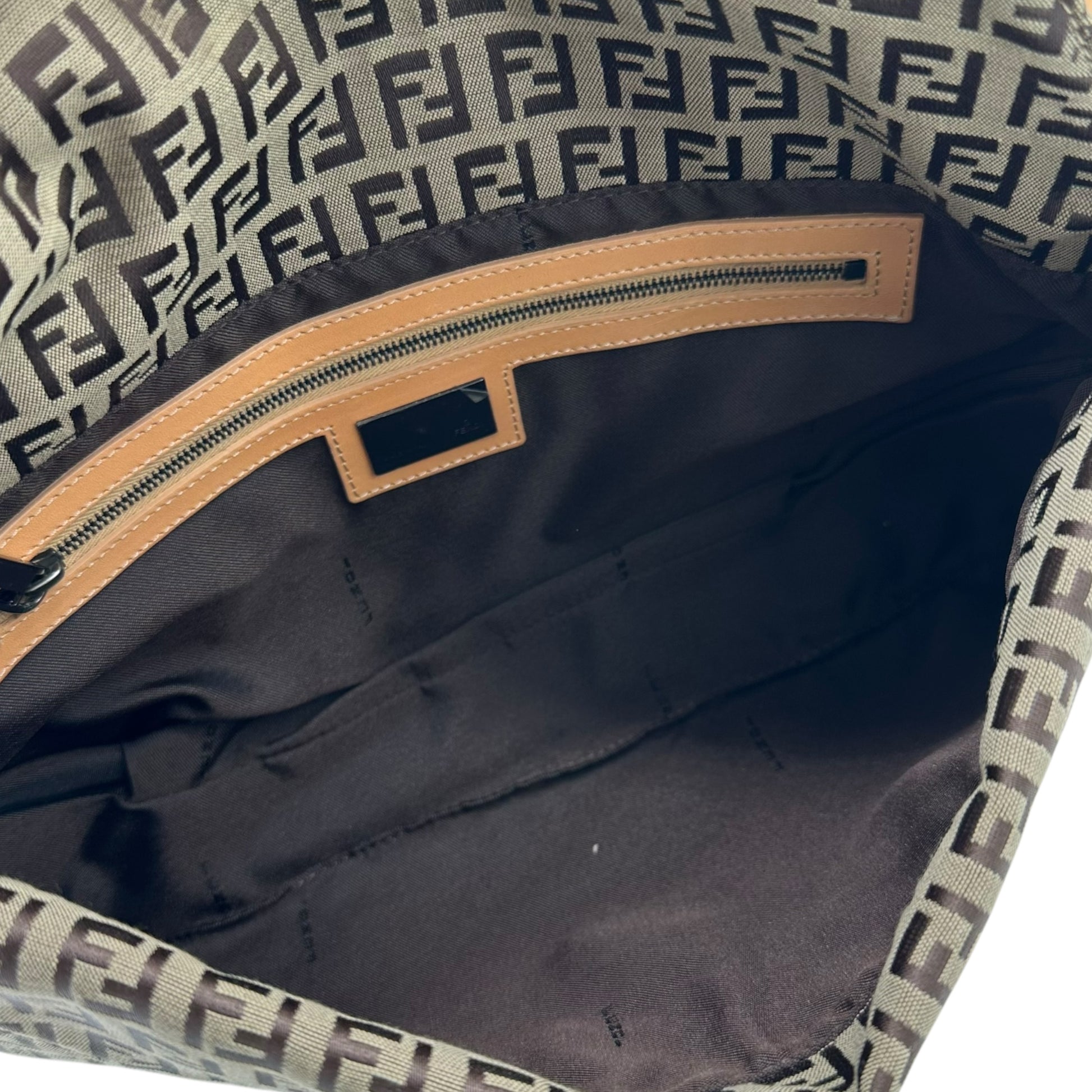 Fendi Tan Zucchino Monogram Fold-Over Baguette Bag - Outfit Repeater