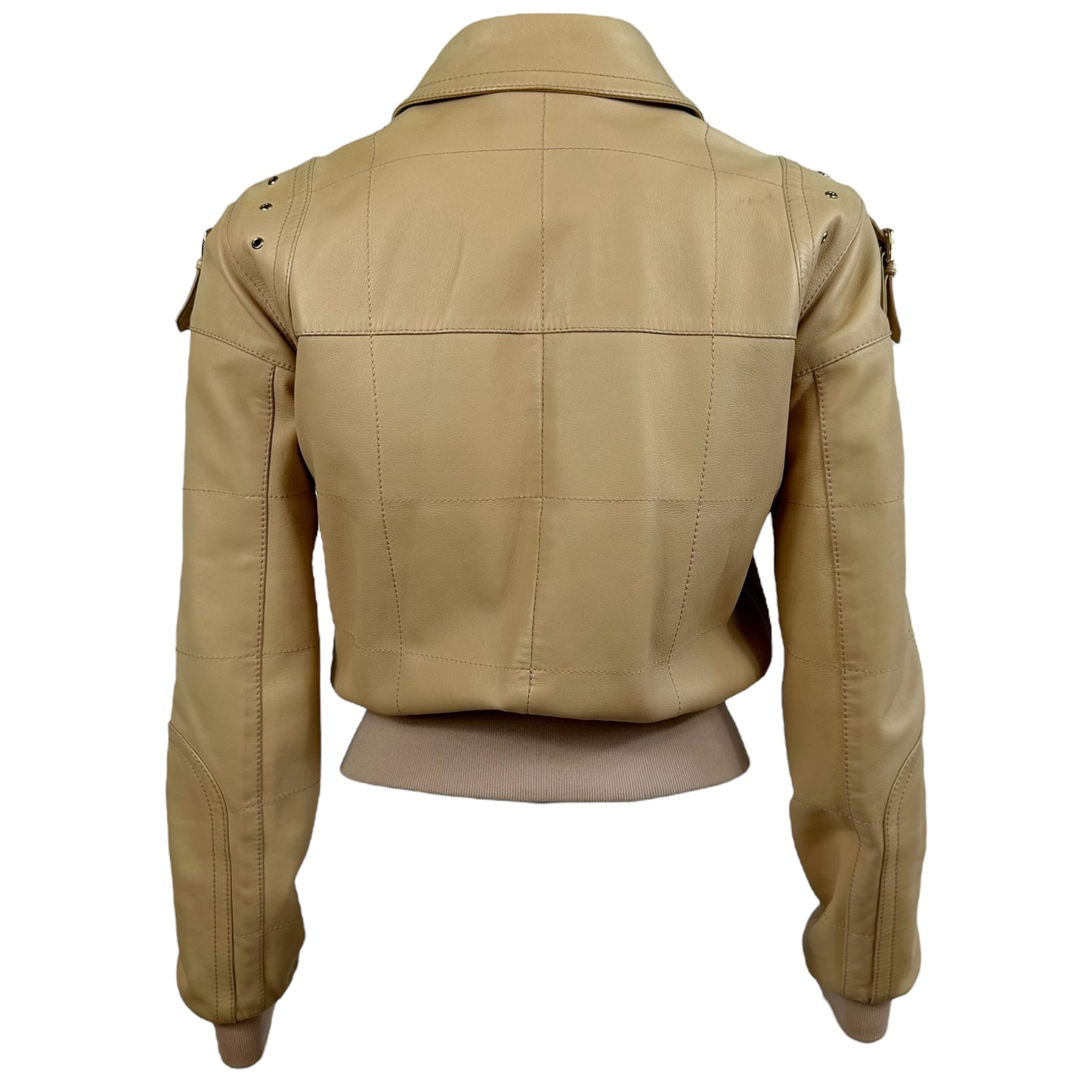 Dolce & Gabbana Beige Leather Bomber Jacket