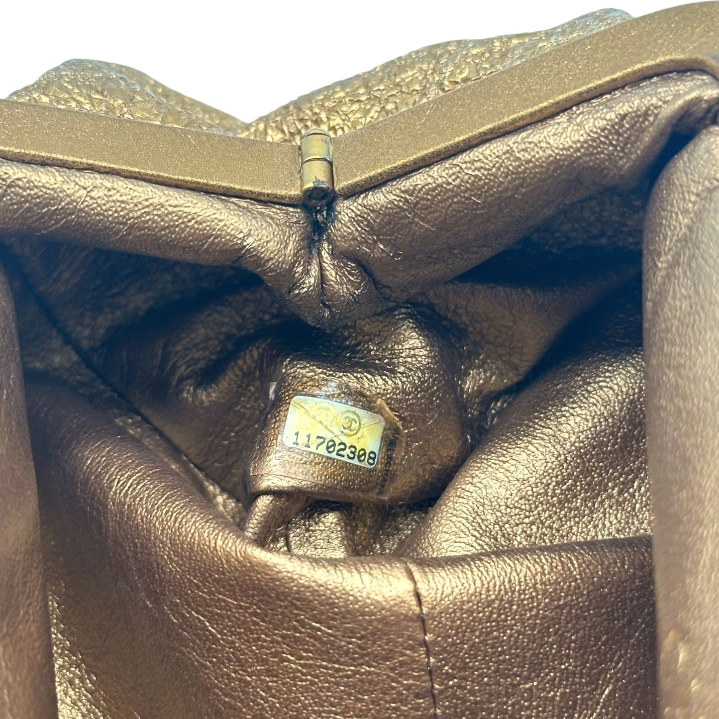 Chanel Gold Crinkled Leather Clutch Bag 2006-08