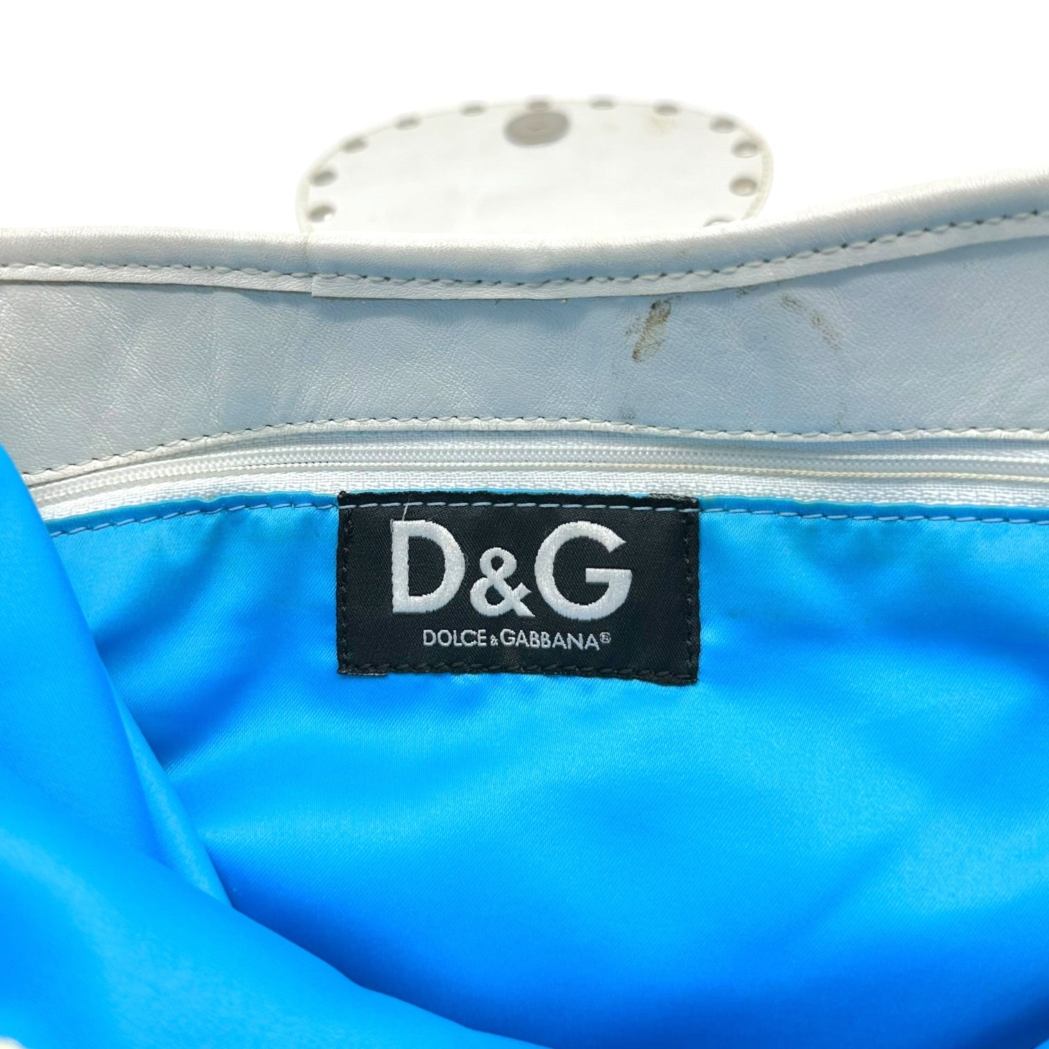 D&G Dolce & Gabbana Blue White Floral Print Shoulder Bag