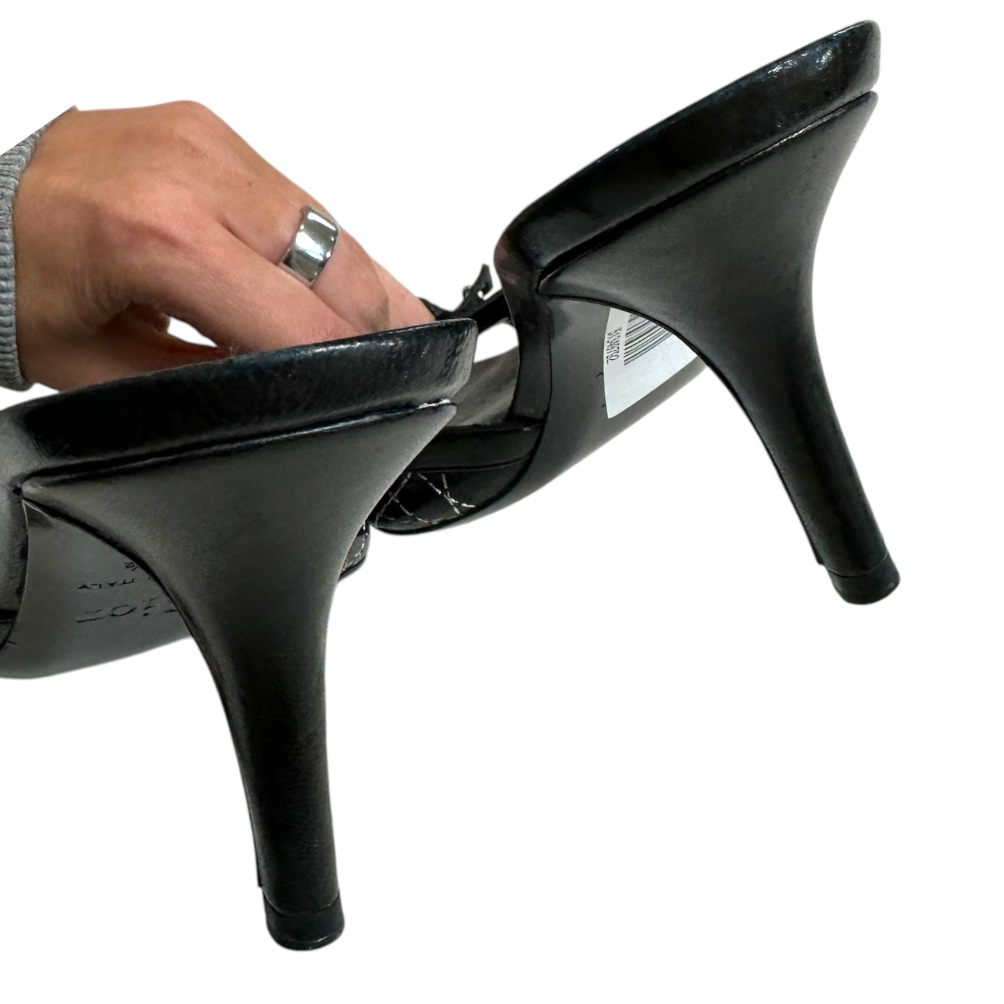 Christian Dior Black Leather Cannage Heeled Mule Sandals - Outfit Repeater