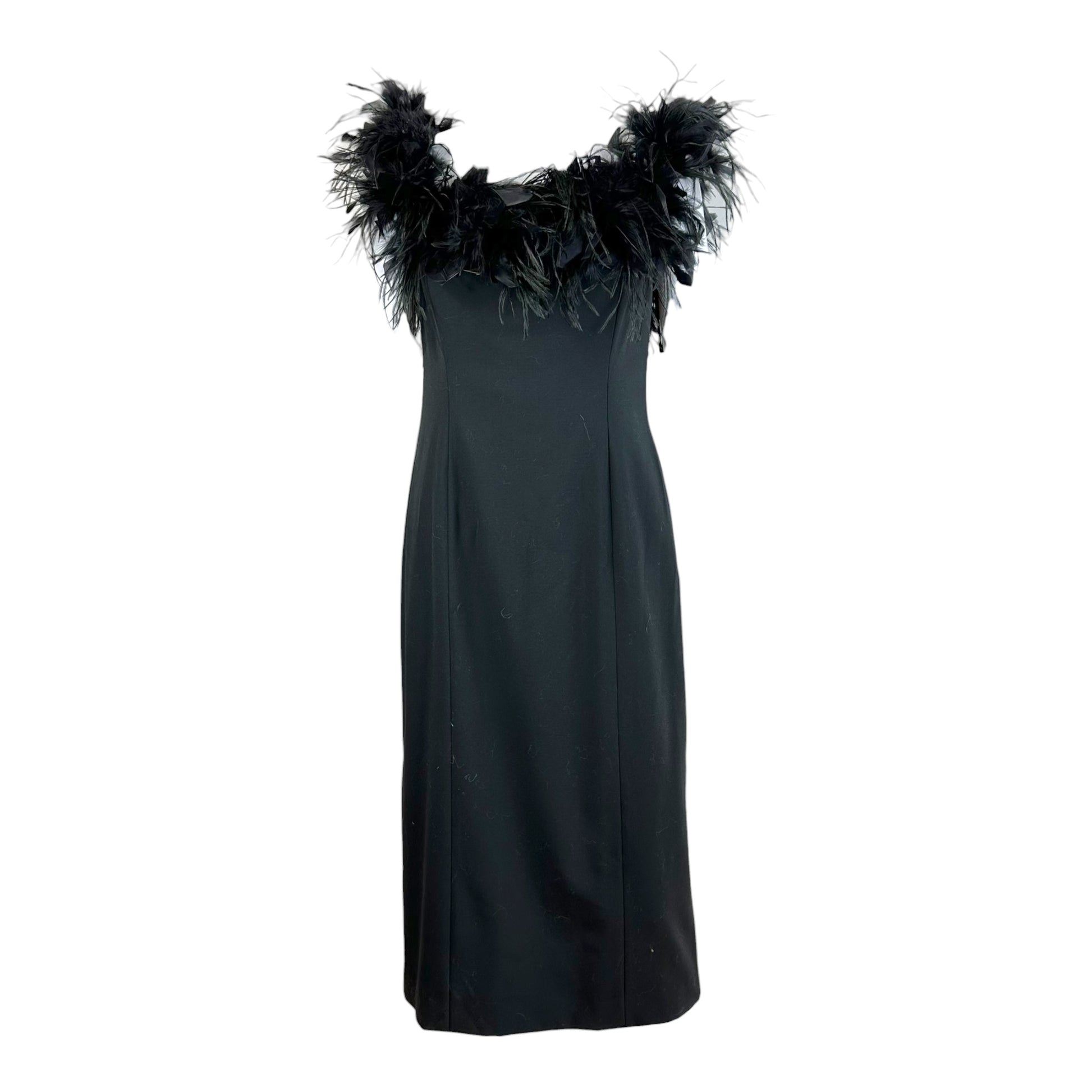Ralph Lauren Black Wool Off-Shoulder Midi Dress