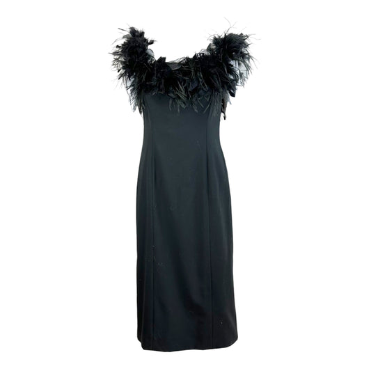 Ralph Lauren Black Wool Off-Shoulder Midi Dress