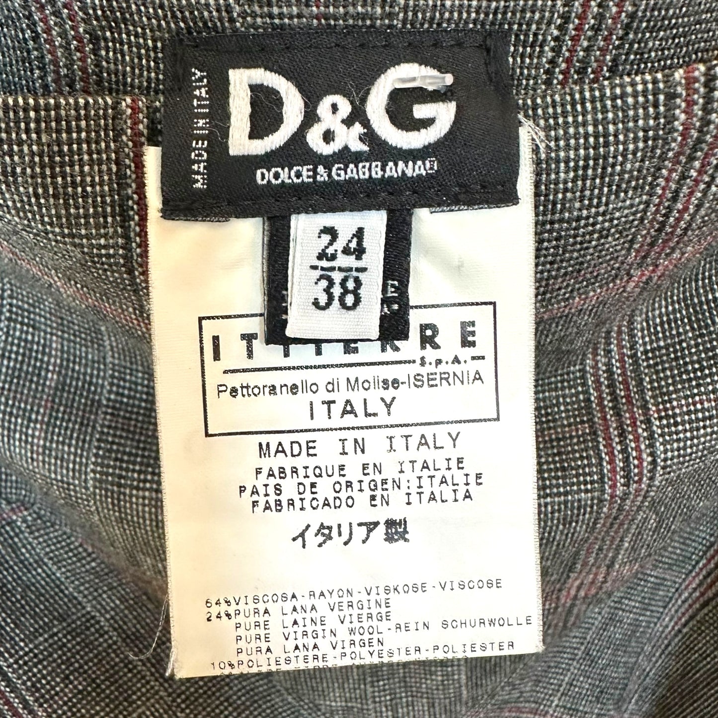 D&G Dolce & Gabbana Plaid Print Wool Midi Skirt