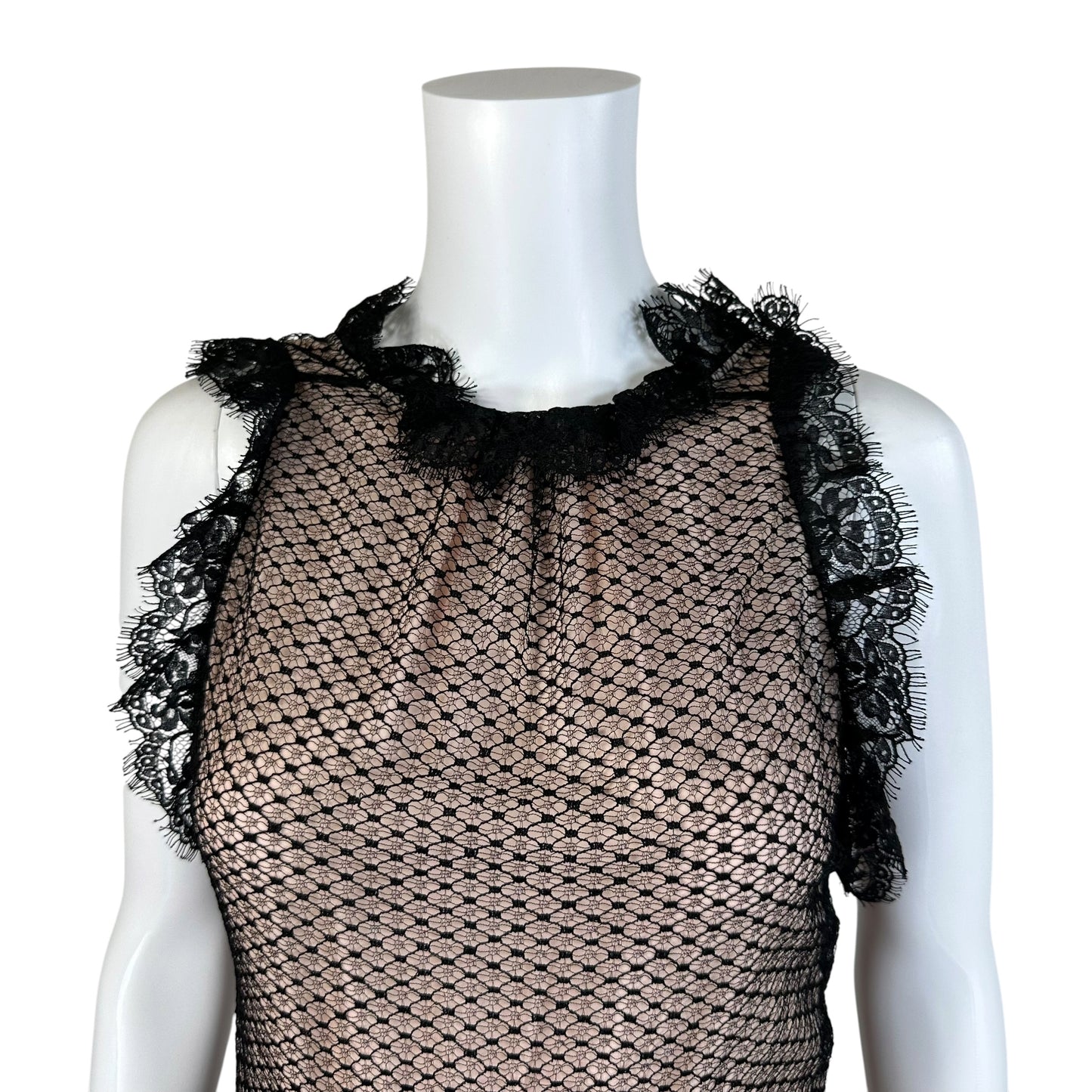 Dsquared2 Black Lace Ruffle Trim Mini Dress