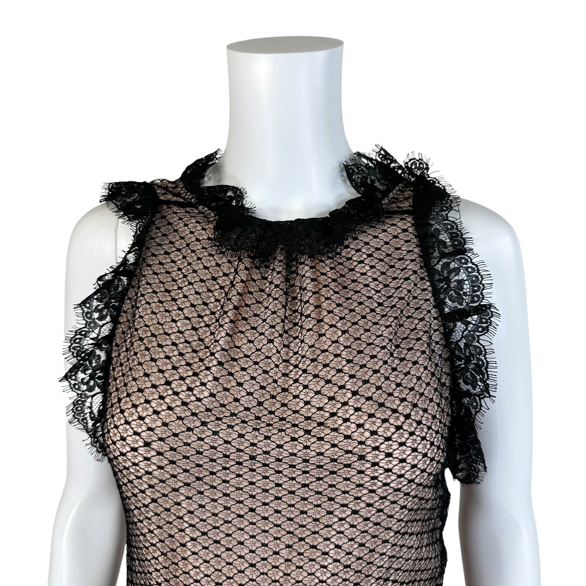 Dsquared2 Black Lace Ruffle Trim Mini Dress