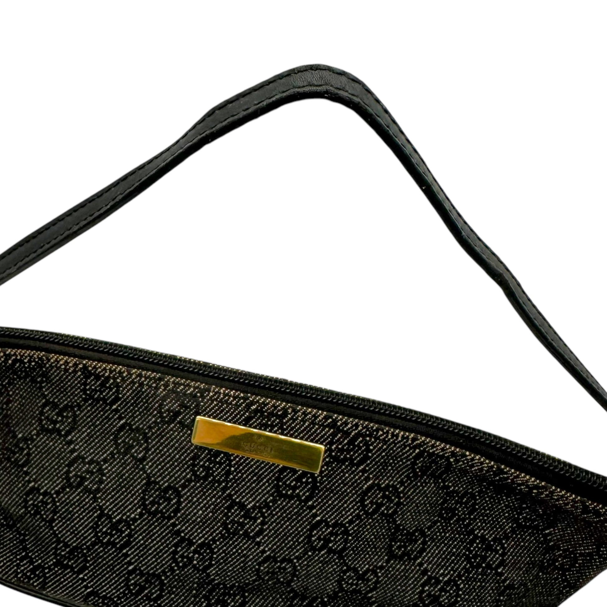 Gucci Gray Denim Monogram Pochette Boat Bag