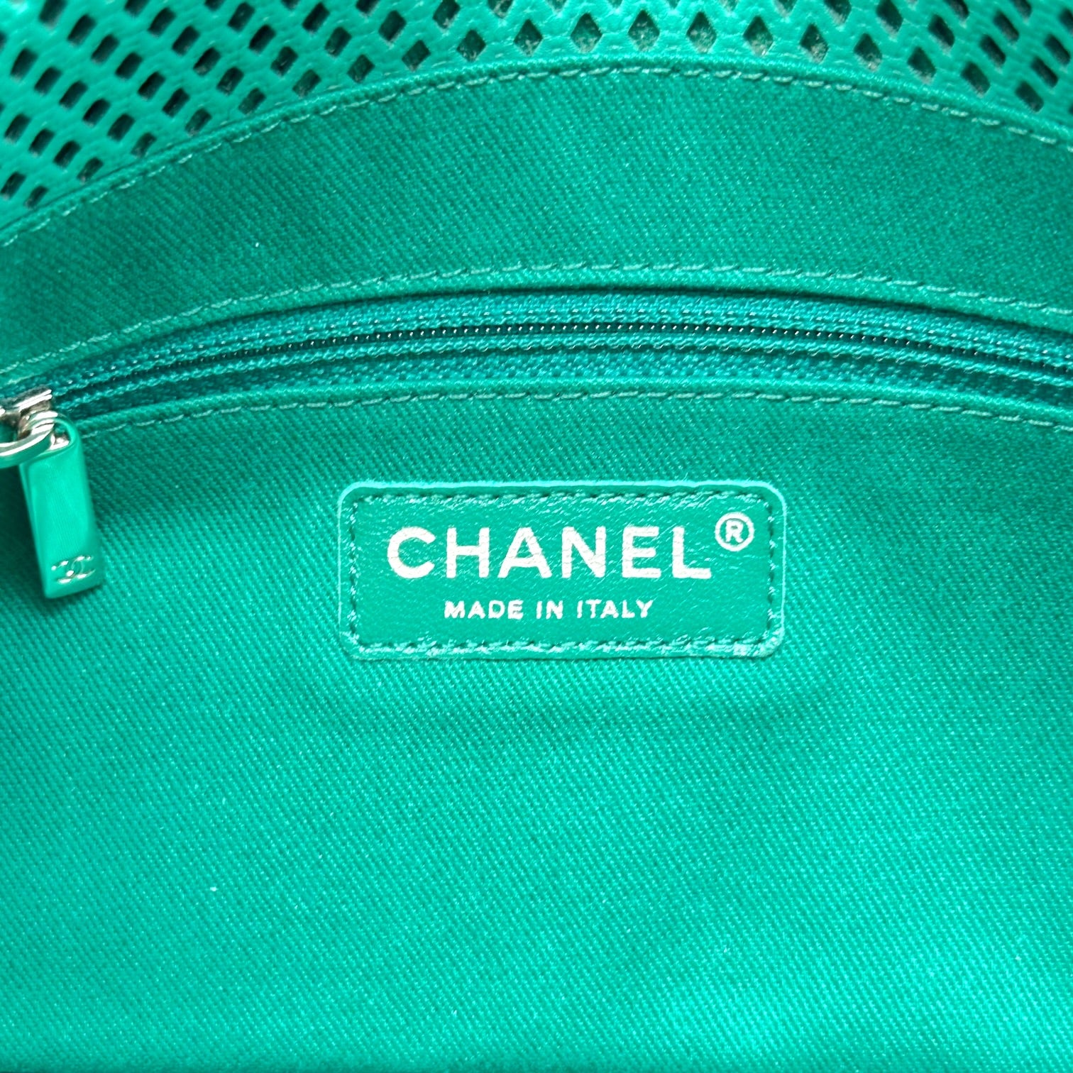 Chanel Medium Flap Bag Turquoise Perforated Leather