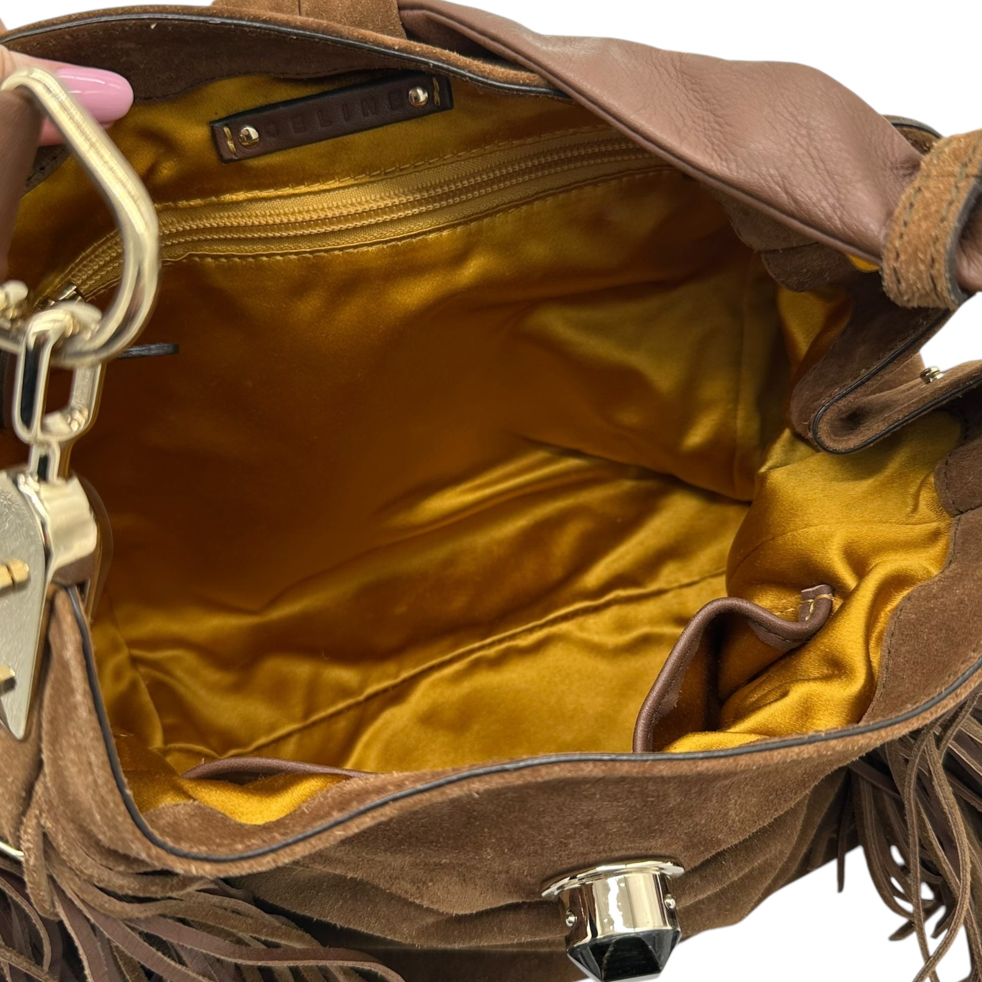 Celine Brown Suede Fringe Shoulder Bag - Outfit Repeater