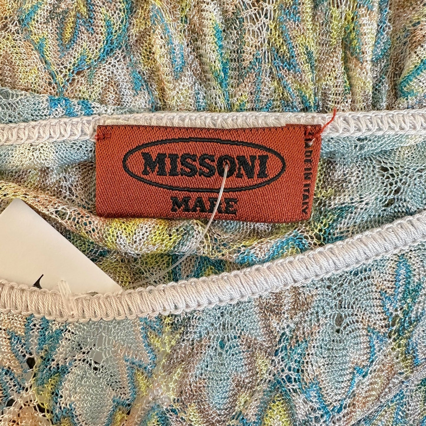 Missoni Mare Turquoise Multi Chevron Knit Cover-Up Top