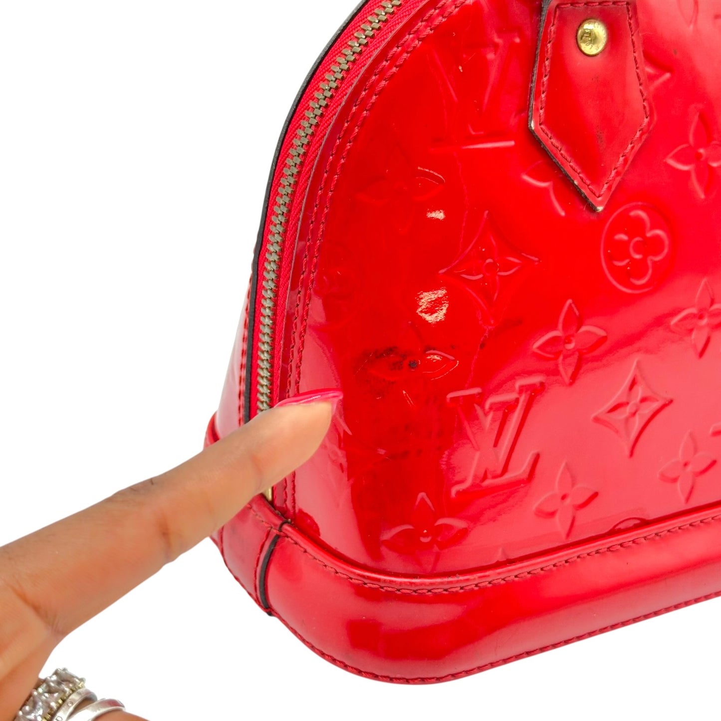 Louis Vuitton Red Patent Vernis Monogram Alma BB 2-Way Bag