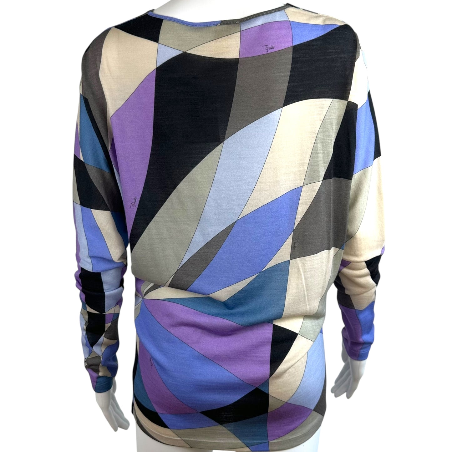 Emilio Pucci Blue & Purple Printed Twist Front Sweater