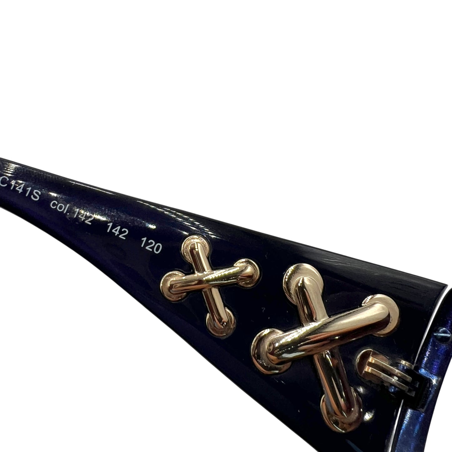 Just Cavalli Roberto Cavalli Blue & Gold 'Lace Up' Shield Sunglasses JC141S