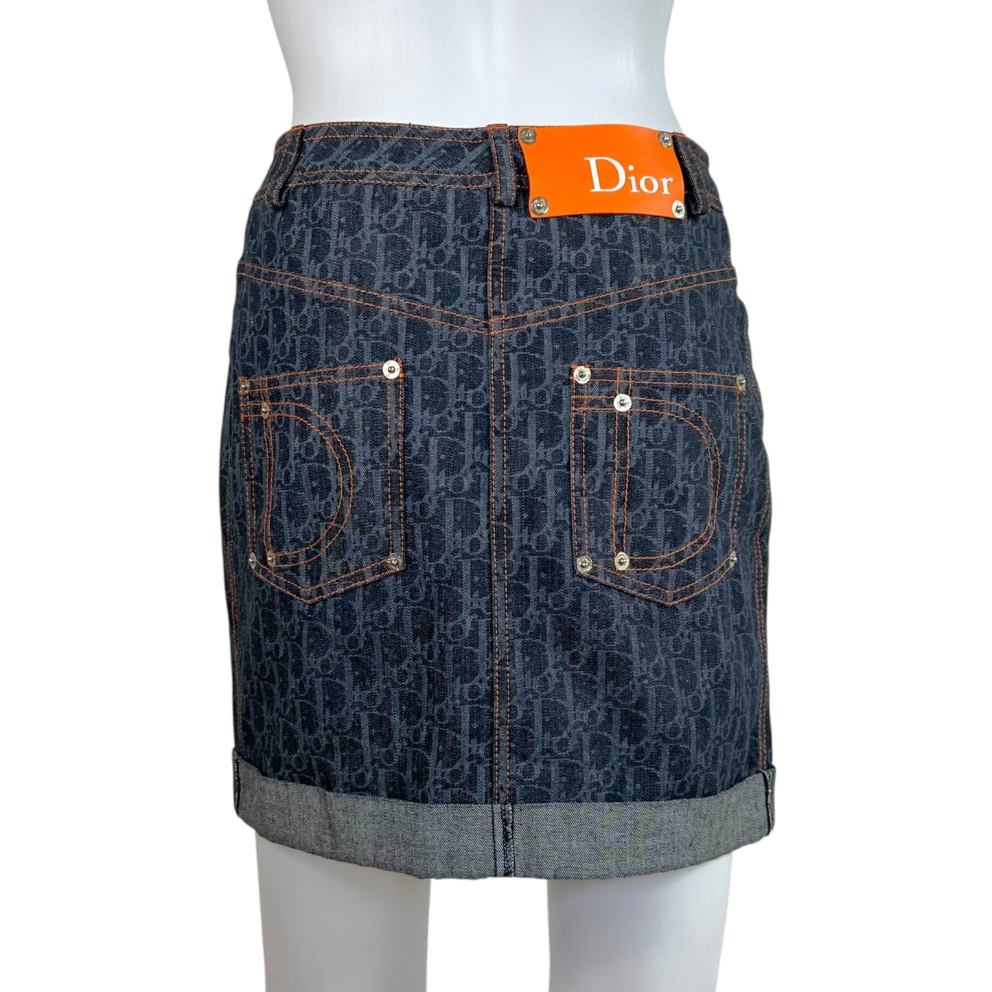 Christian Dior Denim Mini Skirt Trotter Monogram Print