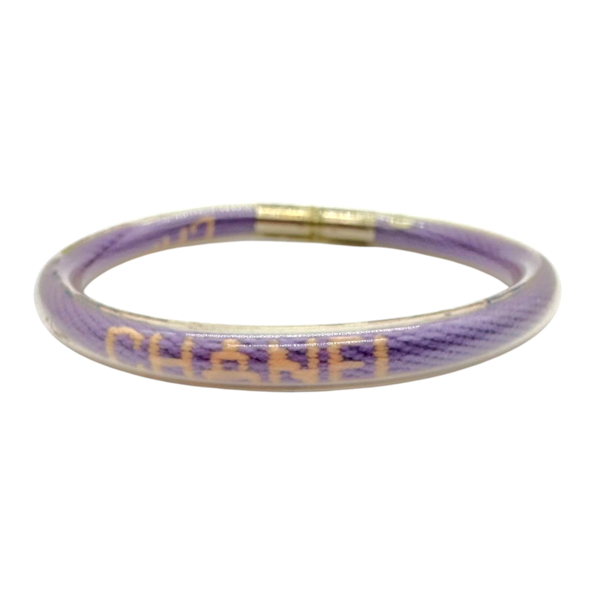 Chanel Cord Bracelet Purple Pink Rubber Coated