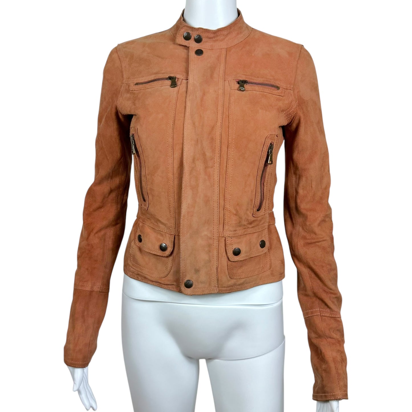 D&G Dolce & Gabbana Burnt Orange Suede Moto Jacket