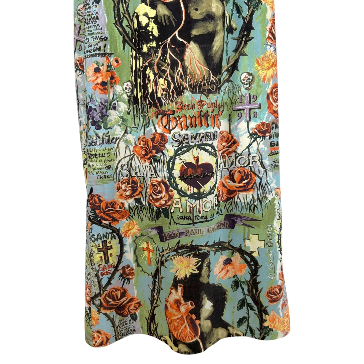 Jean Paul Gaultier Multicolor Tattoo Print Maxi Skirt
