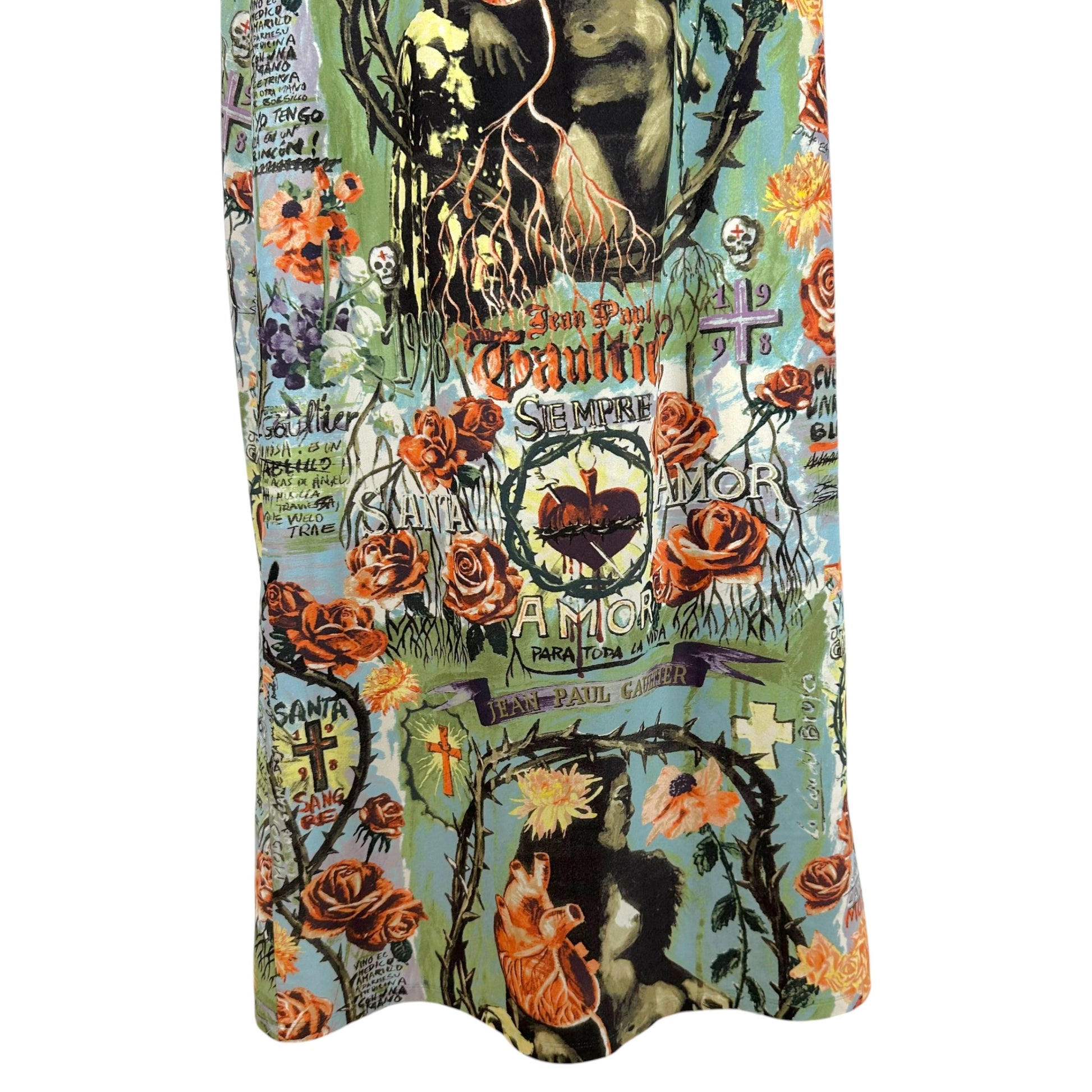 Jean Paul Gaultier Multicolor Tattoo Print Maxi Skirt