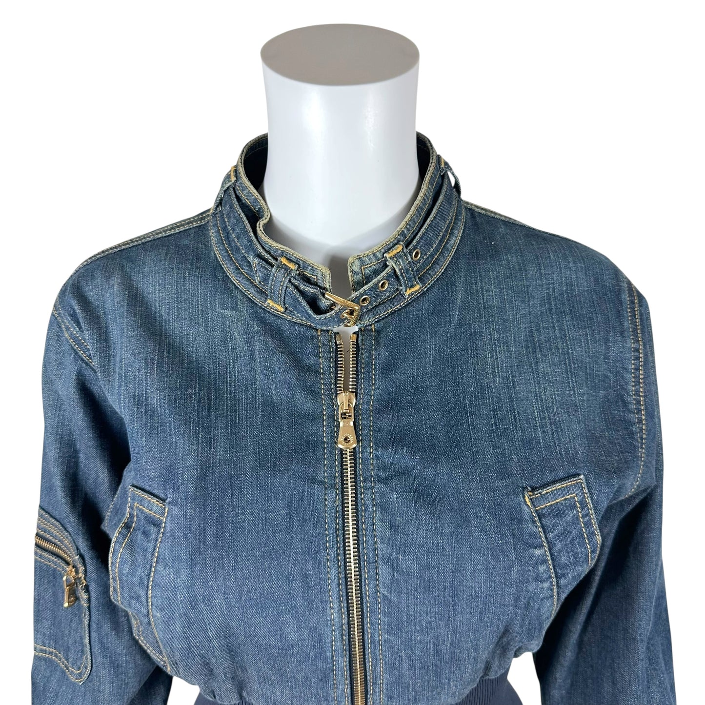 Dolce & Gabbana Cropped Denim Bomber Jacket
