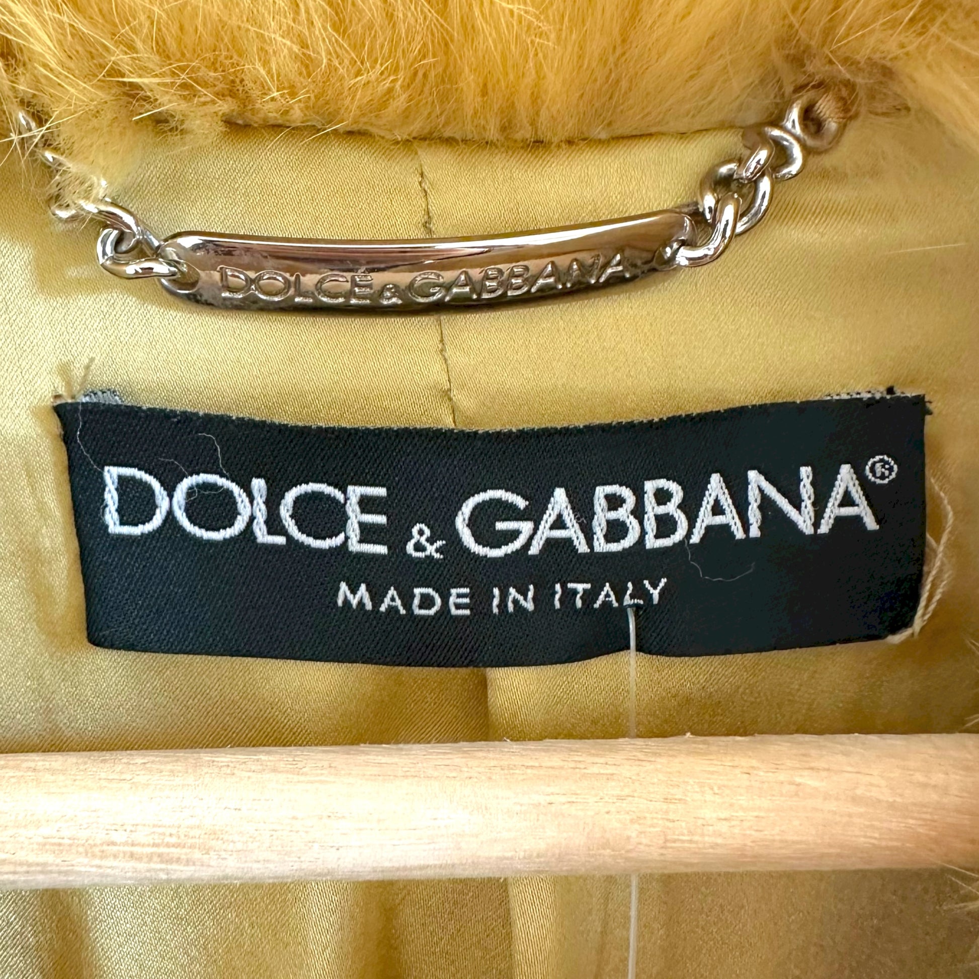 Dolce & Gabbana Yellow-Beige Rabbit Fur Jacket - Outfit Repeater