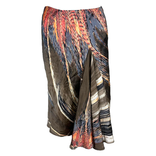 Roberto Cavalli S/S 2004 Feather Print Silk Skirt