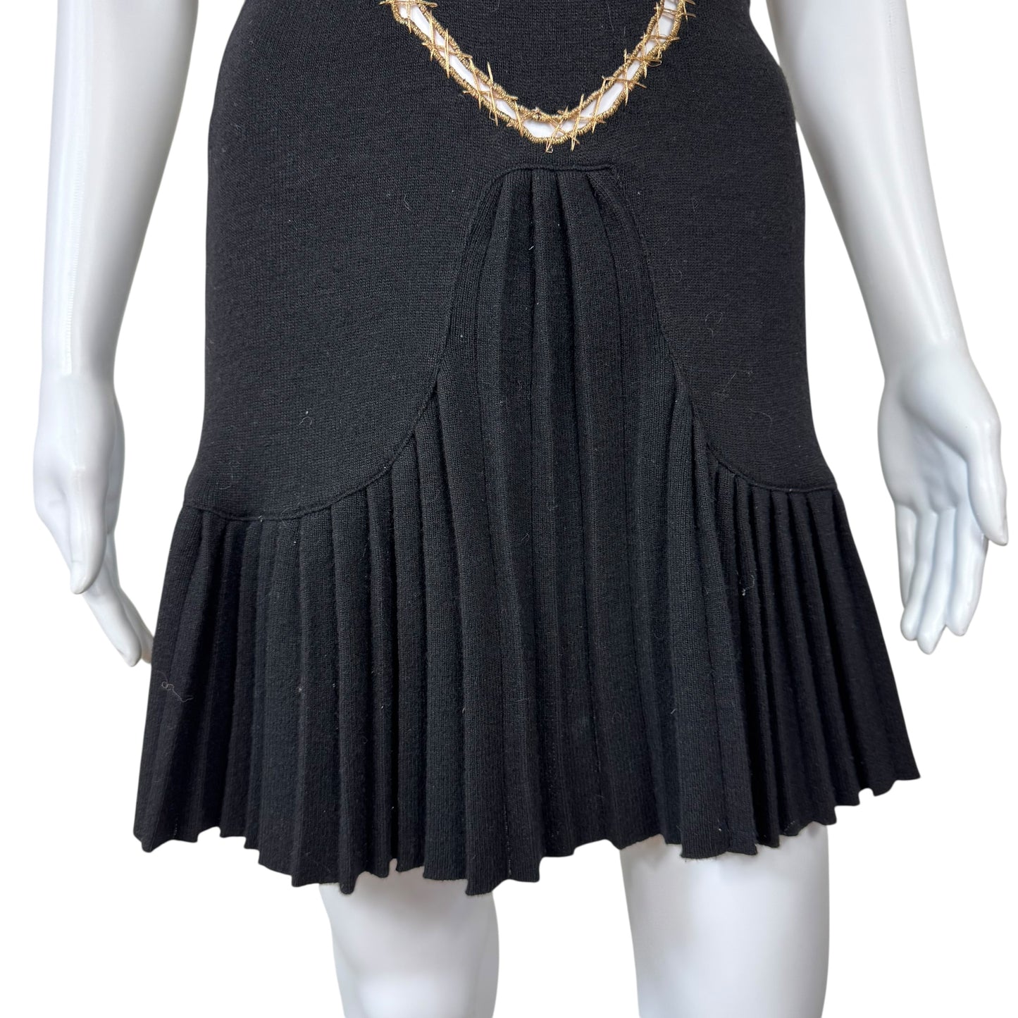 Just Cavalli Roberto Cavalli Black & Gold Knit Sweater Mini Dress