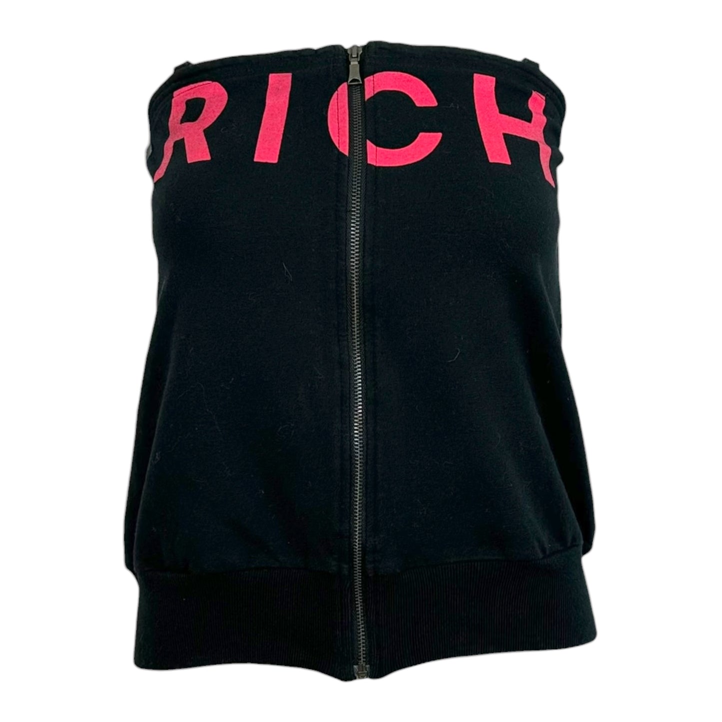 Richmond Denim Black & Pink 'RICH' Strapless Zip-Up Top