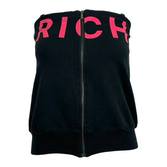 Richmond Denim Black & Pink 'RICH' Strapless Zip-Up Top