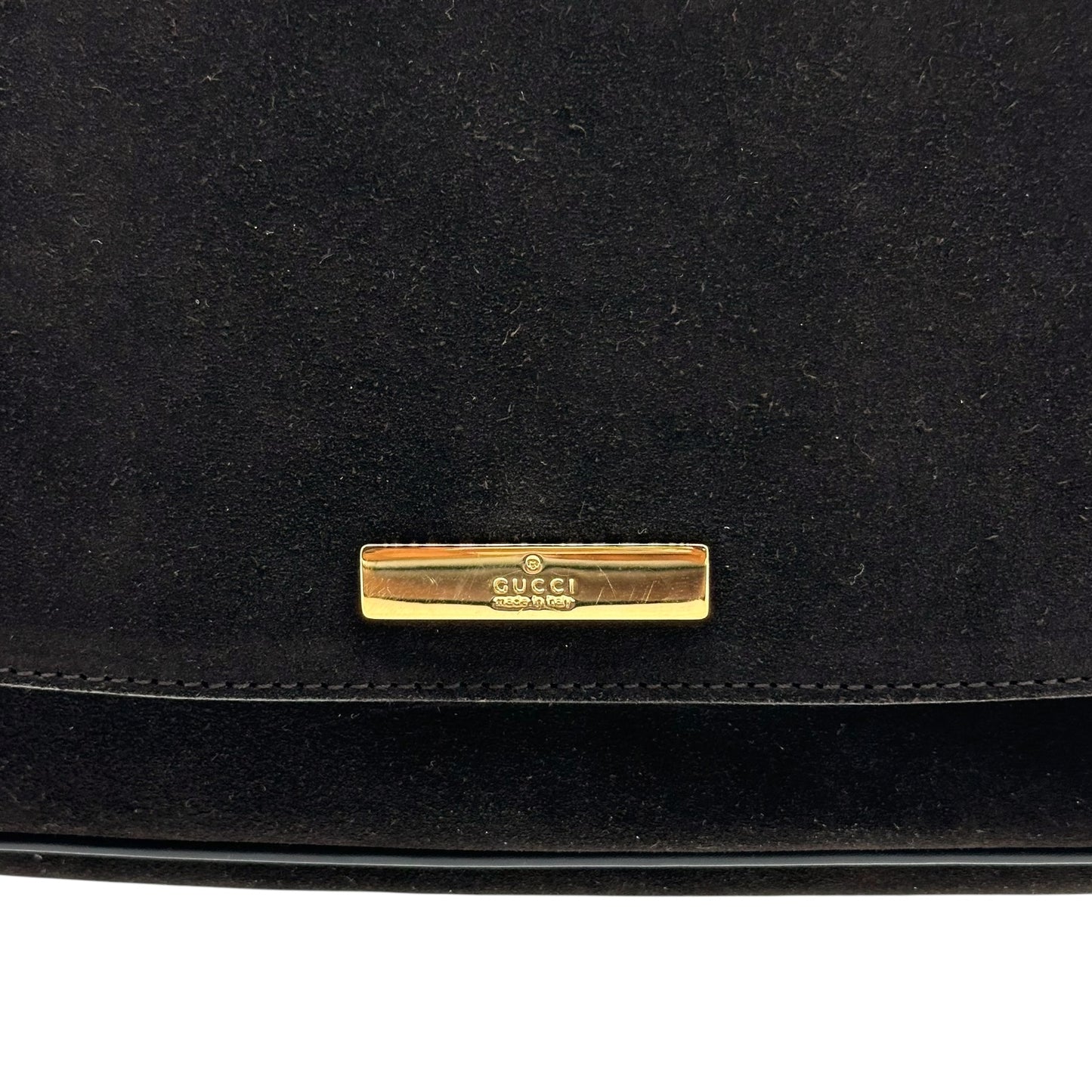 Gucci by Tom Ford Black Suede Bamboo Top Handle East West Bag