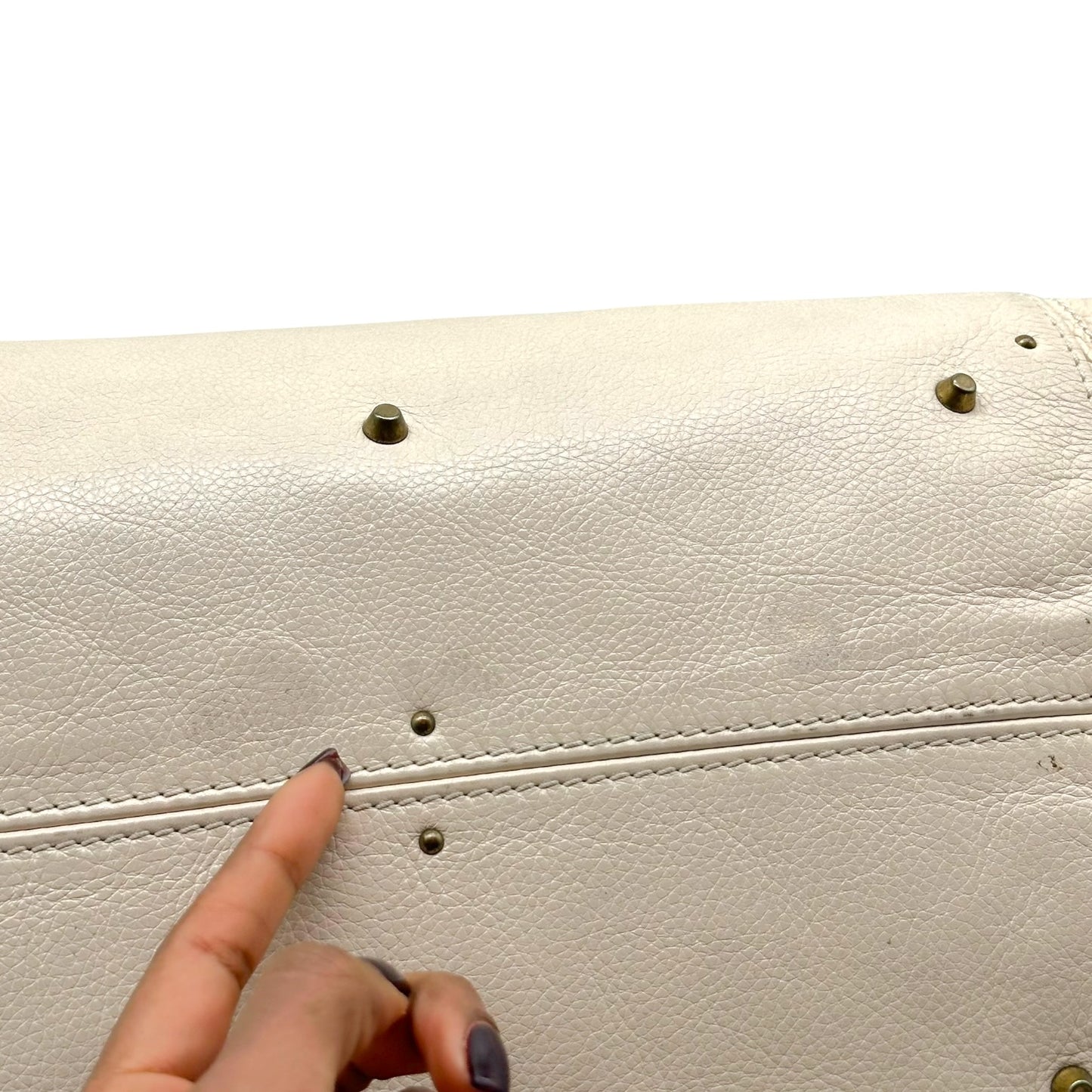 Chloé Ivory Leather Shoulder Bag with Padlock Closure