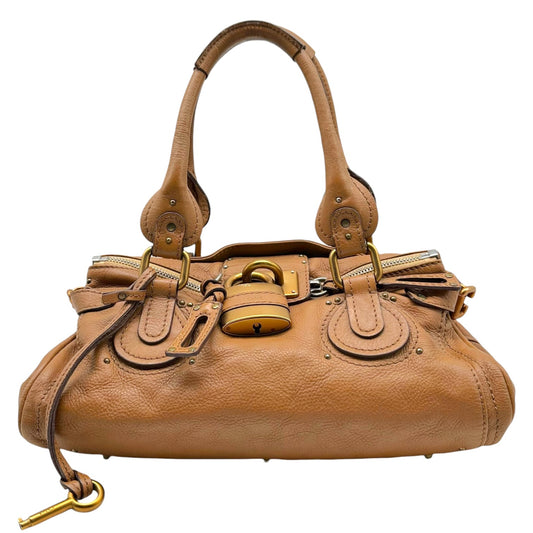Chloé Brown Leather Shoulder Bag with Padlock Detail