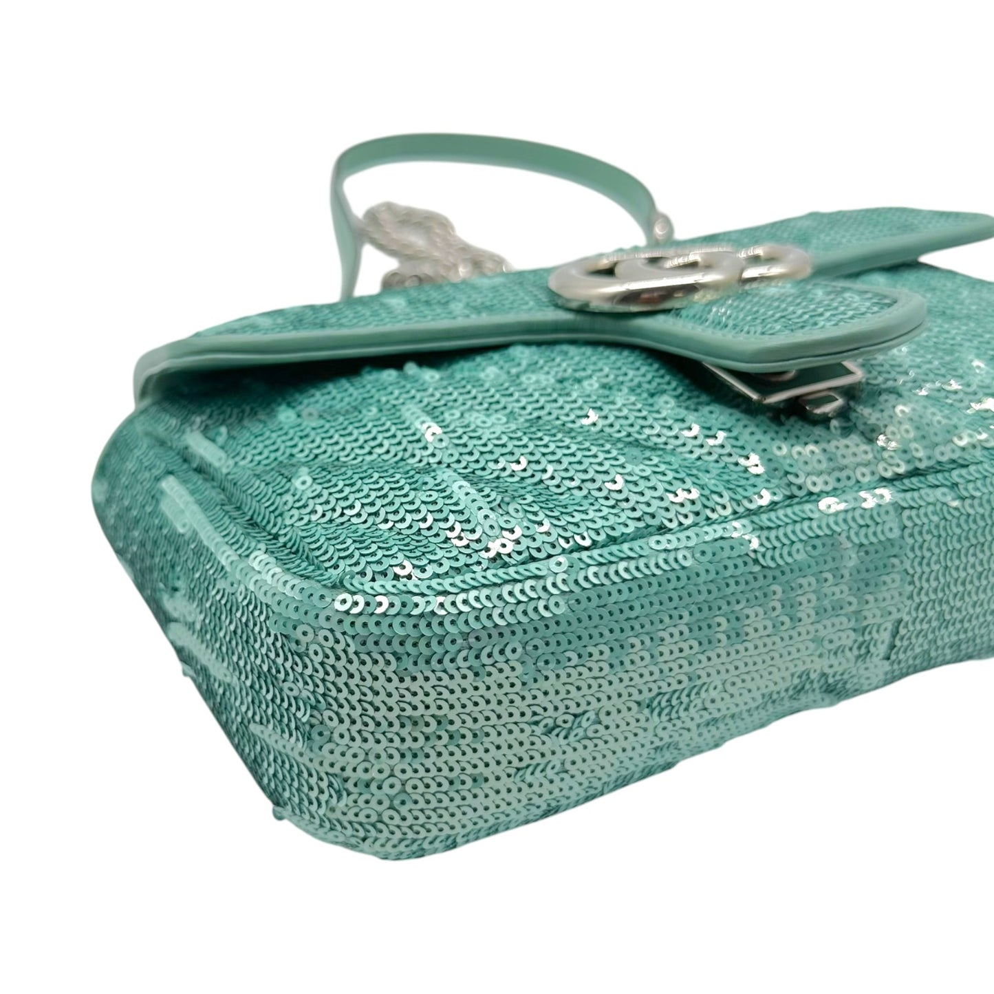 Gucci Small Marmot Shoulder Bag Turquoise Sequin