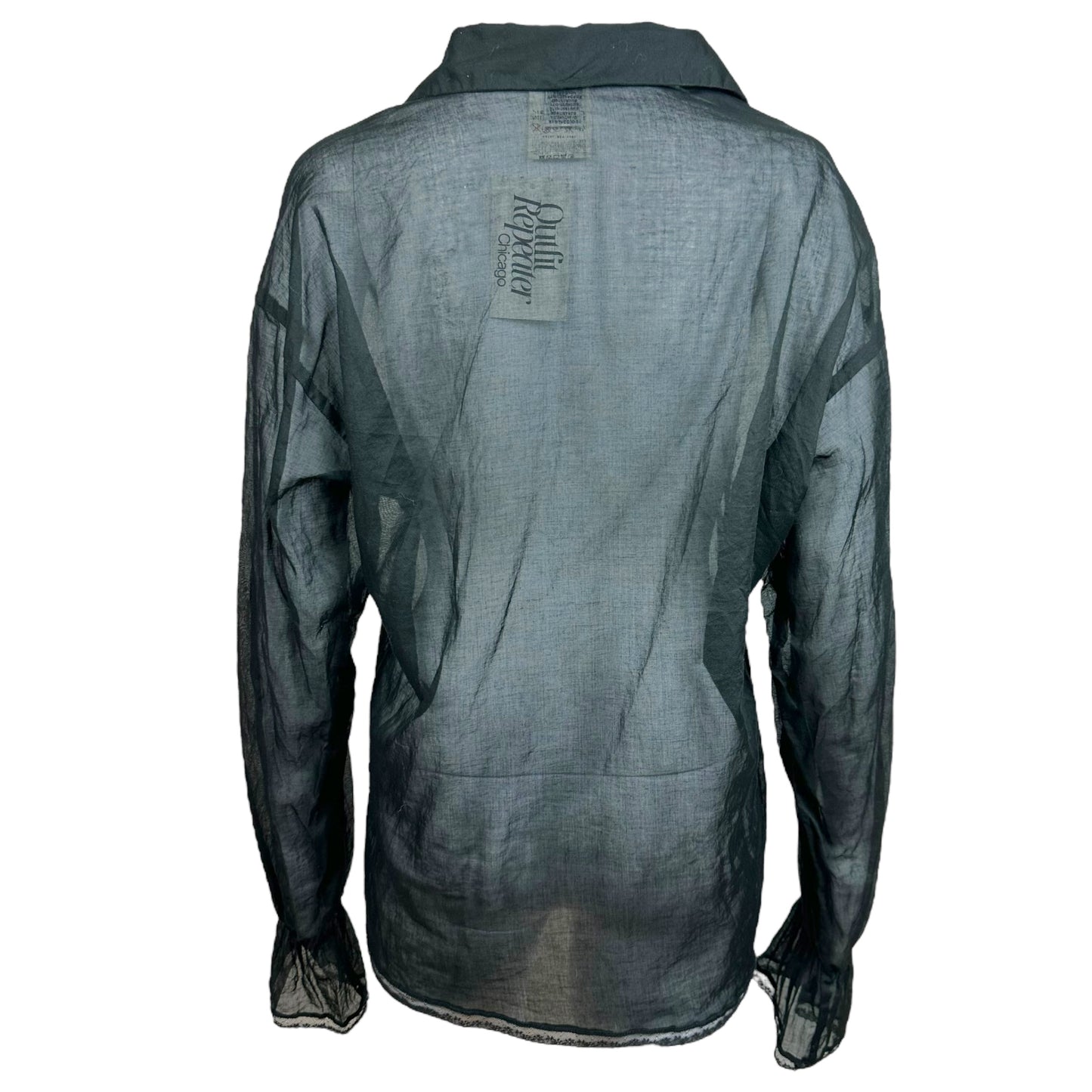 D&G Dolce & Gabbana Sheer Black Lace Up Blouse - Outfit Repeater