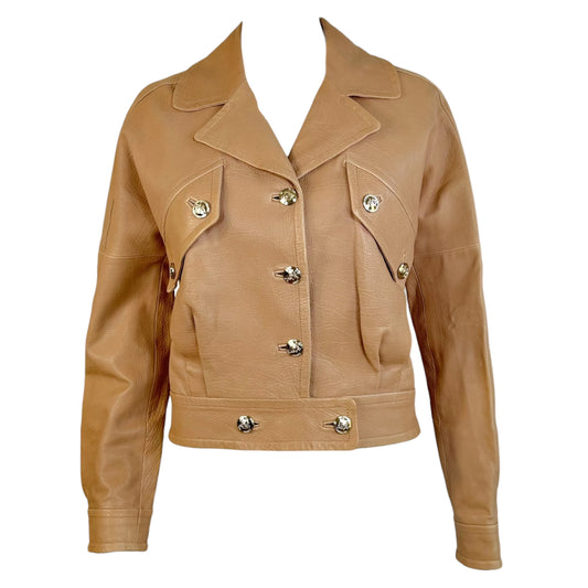 Gucci F/W 2008 Beige Leather Cropped Dolman Sleeve Jacket