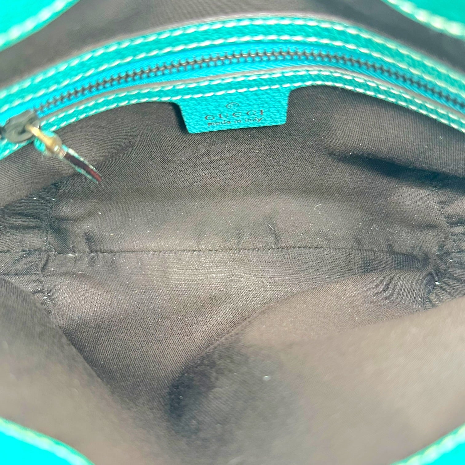 Gucci Mini Piston Jackie Bag Turquoise Leather Tan Monogram