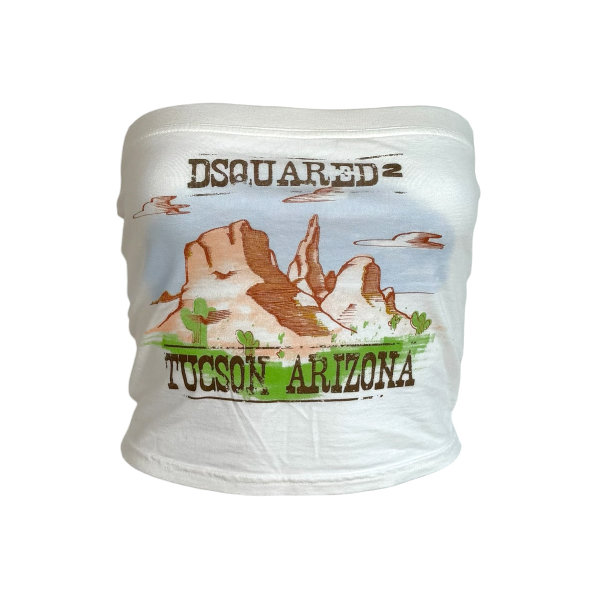 Dsquared2 White Cropped Graphic Tube Top Tucson Arizona
