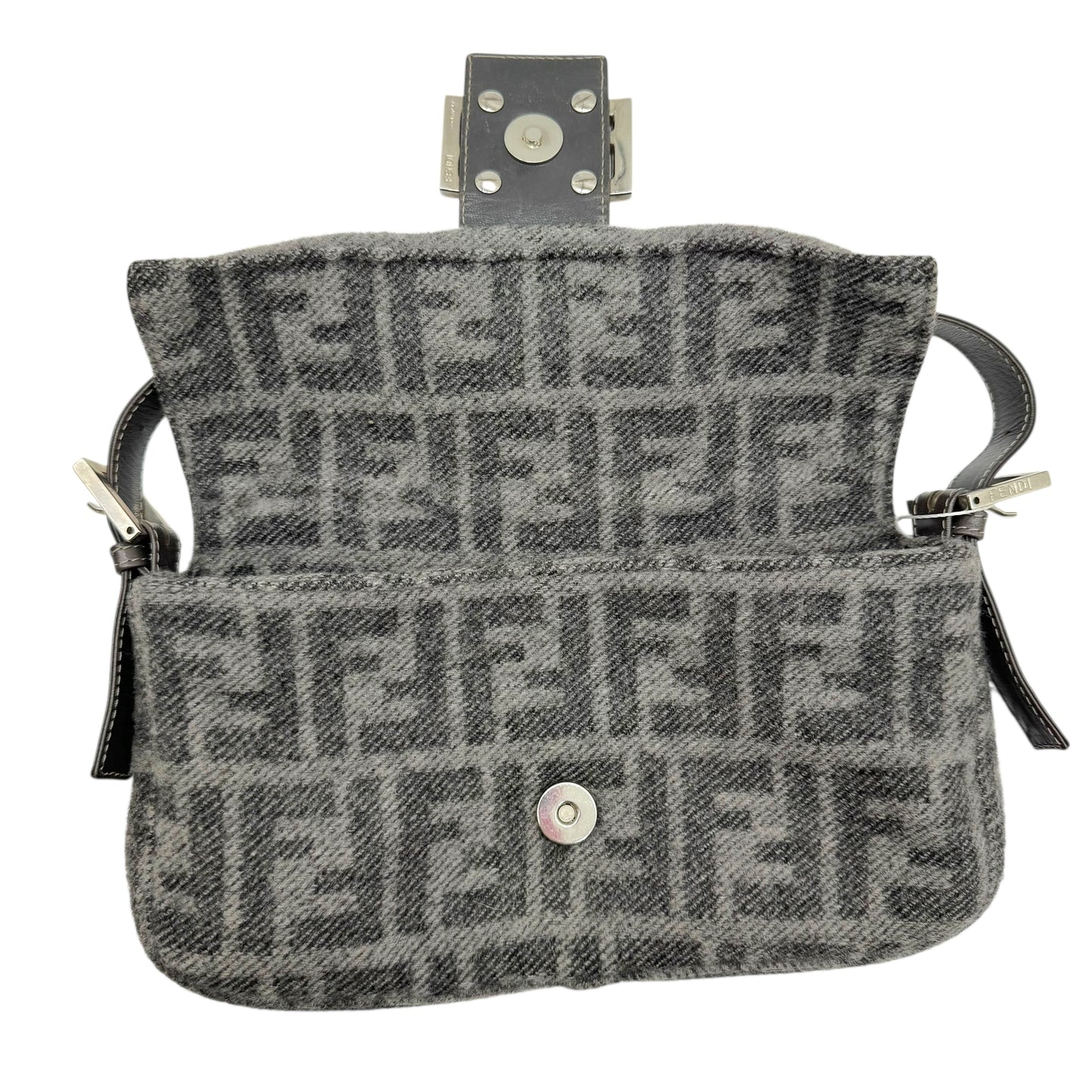 Fendi Gray Zucca Monogram Wool & Cashmere Knit Baguette Bag - Outfit Repeater
