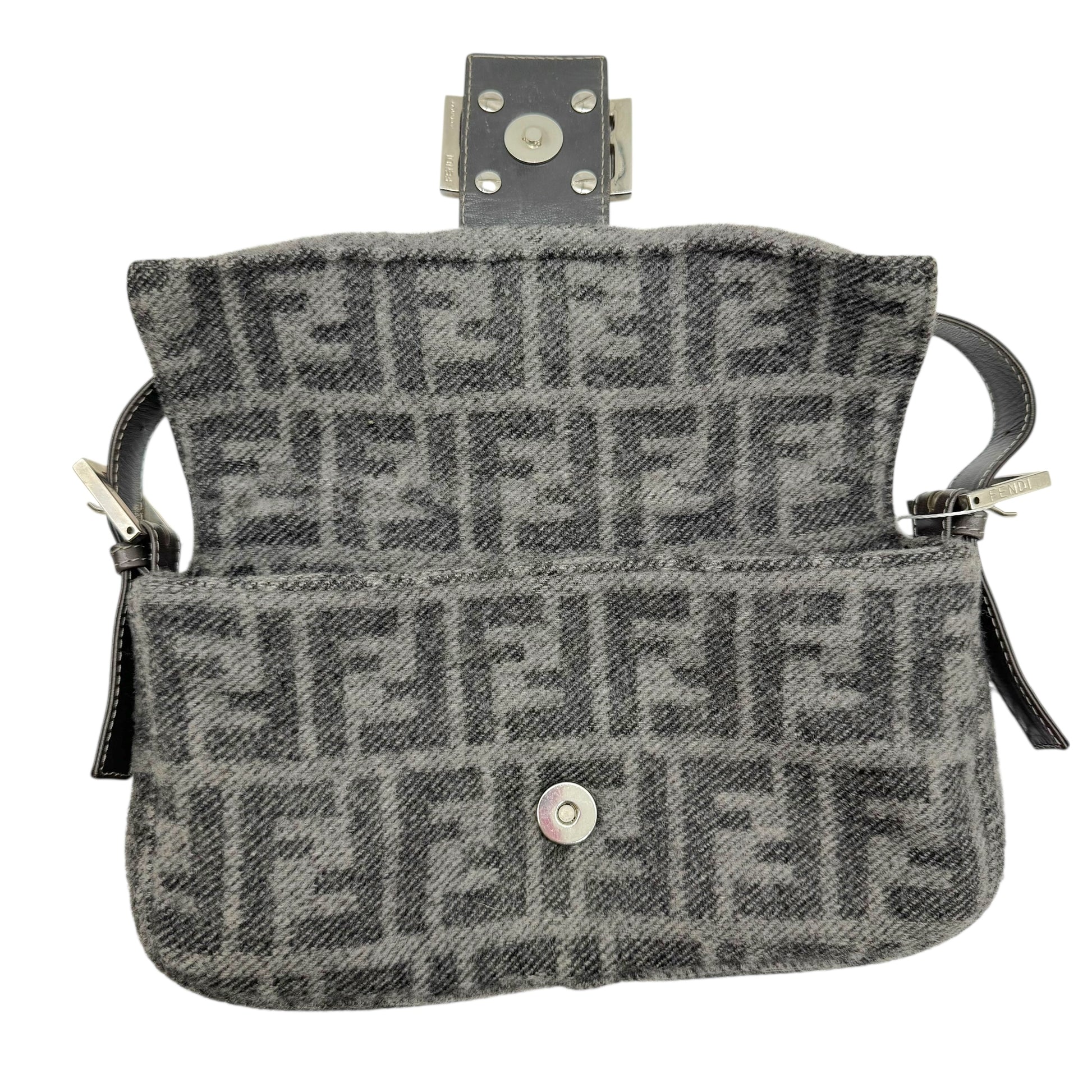 Fendi Gray Zucca Monogram Wool & Cashmere Knit Baguette Bag - Outfit Repeater