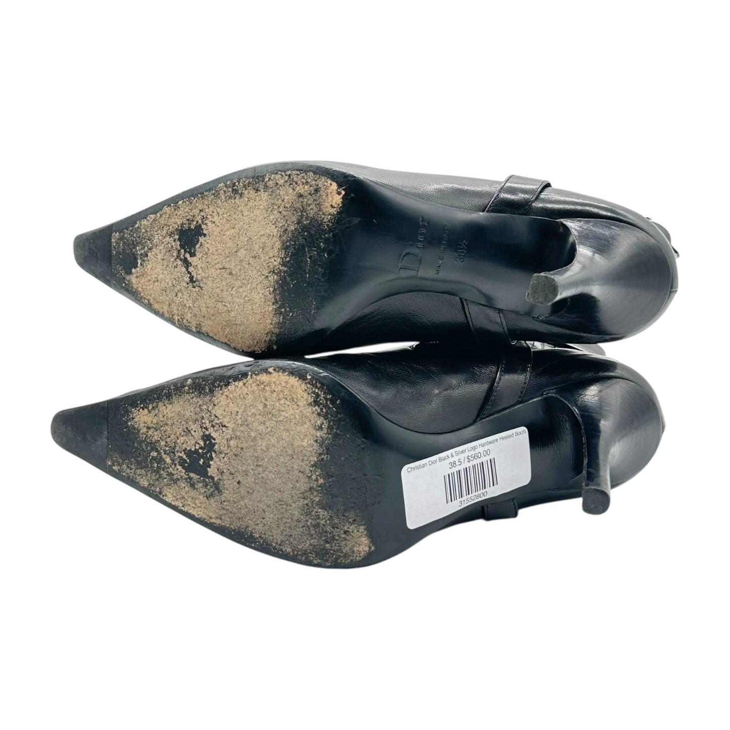 Christian Dior Black & Silver Logo Hardware Heeled Boots