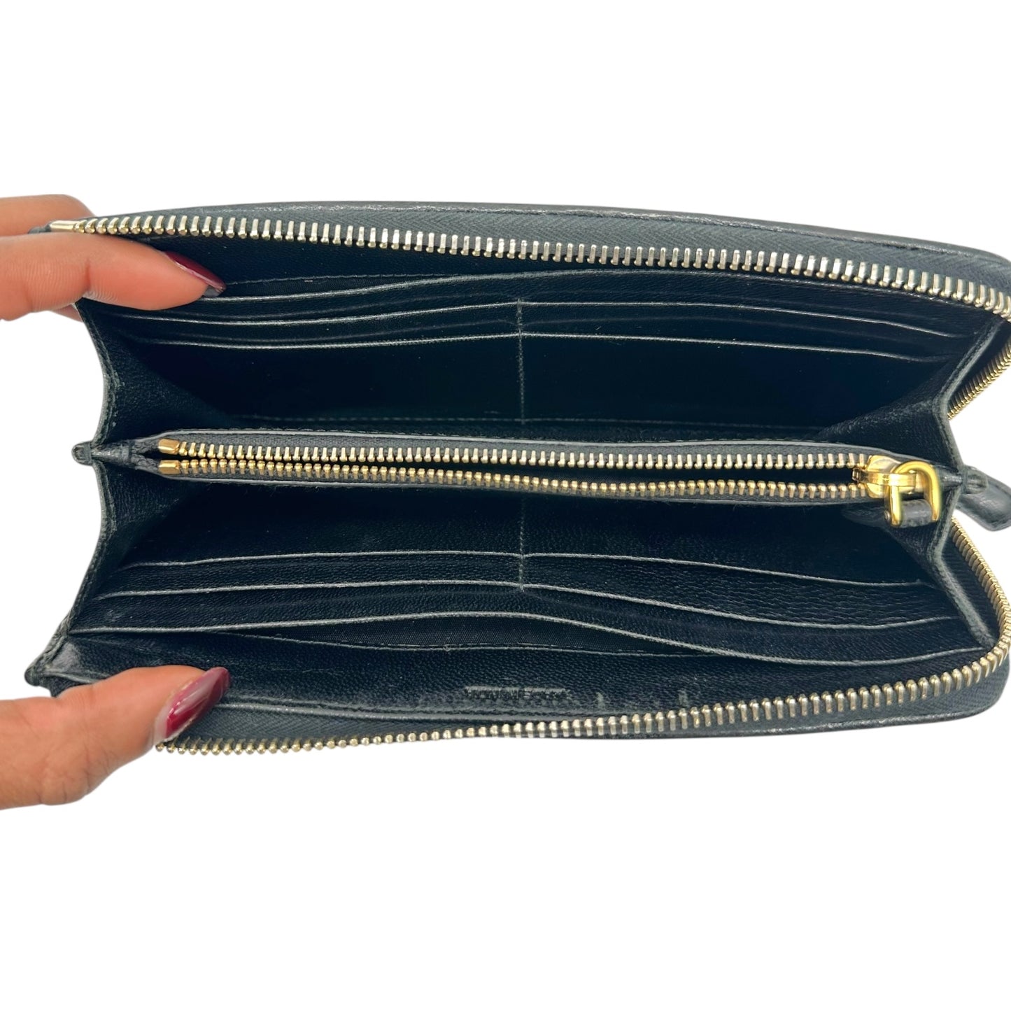 Prada Black Intrecciato Woven Leather Long Wallet