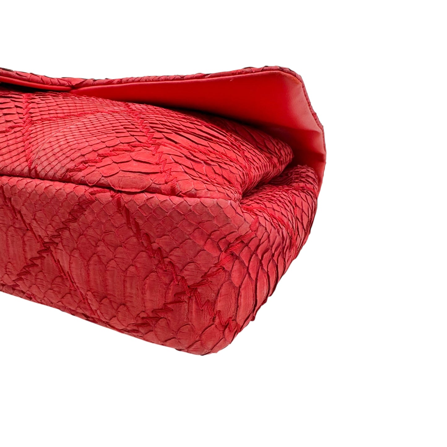 Chanel Red Python Wild Stitch Large Flap Bag